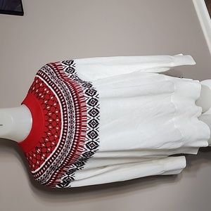 Tommy Hilfiger Women's SkiFairisle Sweater in white, red and black size XXL